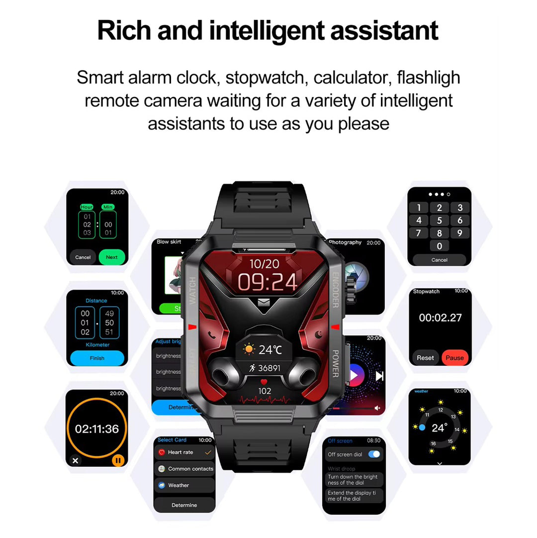 Luxury NFC GPS Smartwatch – 1.99" AMOLED Screen with Bluetooth Calling, 120+ Sports Modes, Weather Data, and Waterproof 