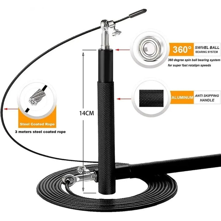 Premium Sports Jump Rope for Adults – 3m Adjustable Steel Wire Rope for Fitness, Weight Loss, and Physical Education, Durable Aluminum Handles, Ideal for College Entrance Exam Training and Endurance Workouts - StrengthXPhysiotherapy