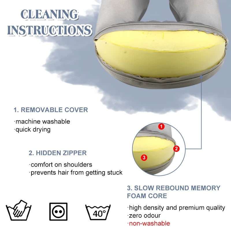 Premium U-Shaped Travel Pillow – Heated Massage Memory Foam Neck Pillow for Airplanes, Ergonomic Design for Pain Relief and Comfortable Sleeping, 3 Adjustable Modes, Portable and Rechargeable - StrengthXPhysiotherapy