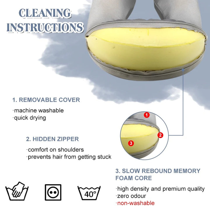 Premium U-Shaped Travel Pillow – Heated Massage Memory Foam Neck Pillow for Airplanes, Ergonomic Design for Pain Relief and Comfortable Sleeping, 3 Adjustable Modes, Portable and Rechargeable - StrengthXPhysiotherapy