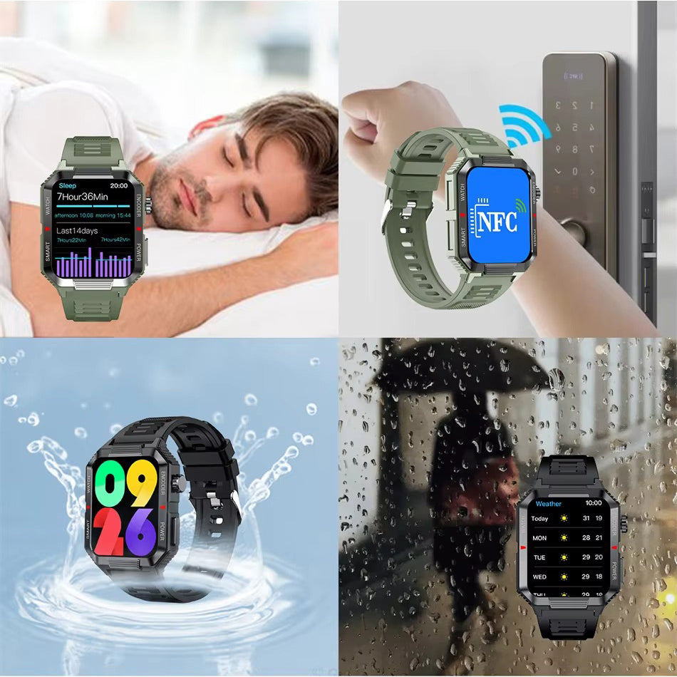 Luxury NFC GPS Smartwatch – 1.99" AMOLED Screen with Bluetooth Calling, 120+ Sports Modes, Weather Data, and Waterproof 