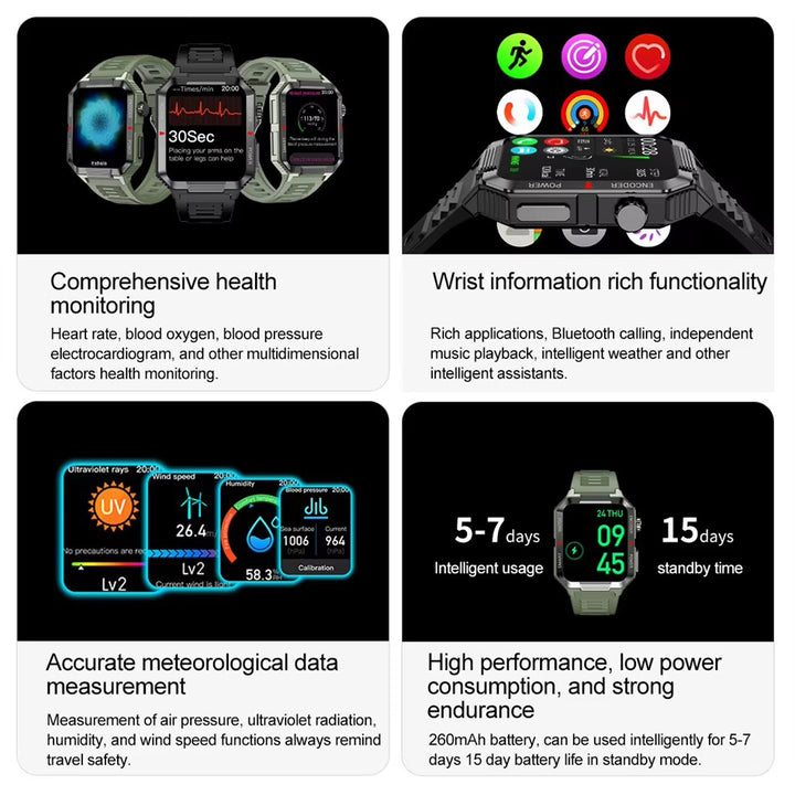 Luxury NFC GPS Smartwatch – 1.99" AMOLED Screen with Bluetooth Calling, 120+ Sports Modes, Weather Data, and Waterproof 