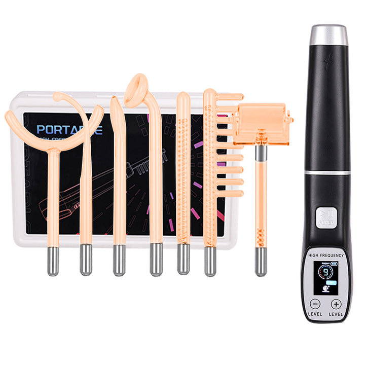 Premium High Frequency Facial Machine, Screen Display Electro Therapy Wand with Glass Tube, Anti-Acne & Wrinkle Removal, Skin
