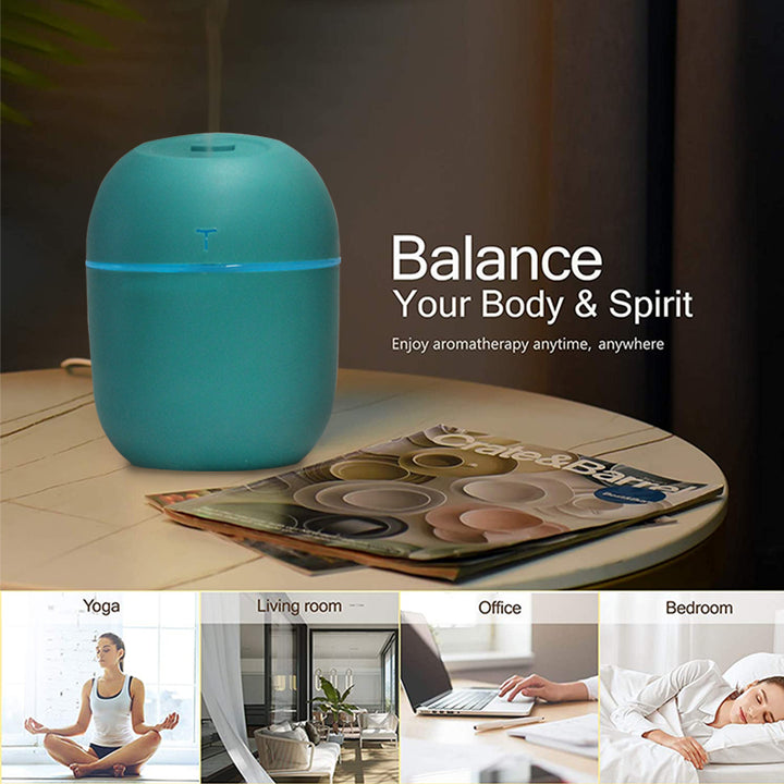 High Quality Portable Mini Ultrasonic Humidifier – USB Essential Oil Diffuser, Indoor Quiet Mist Maker, 220ml Water Tank,