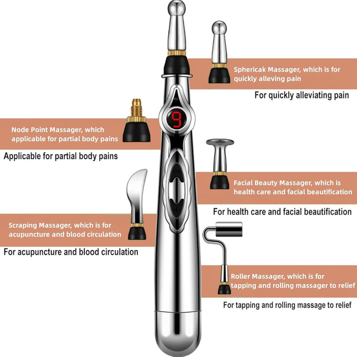 Premium Electronic Acupuncture Pen for Body Massage - EMS Microcurrent Acupressure Meridian Pen with 9 Adjustable Intensity 