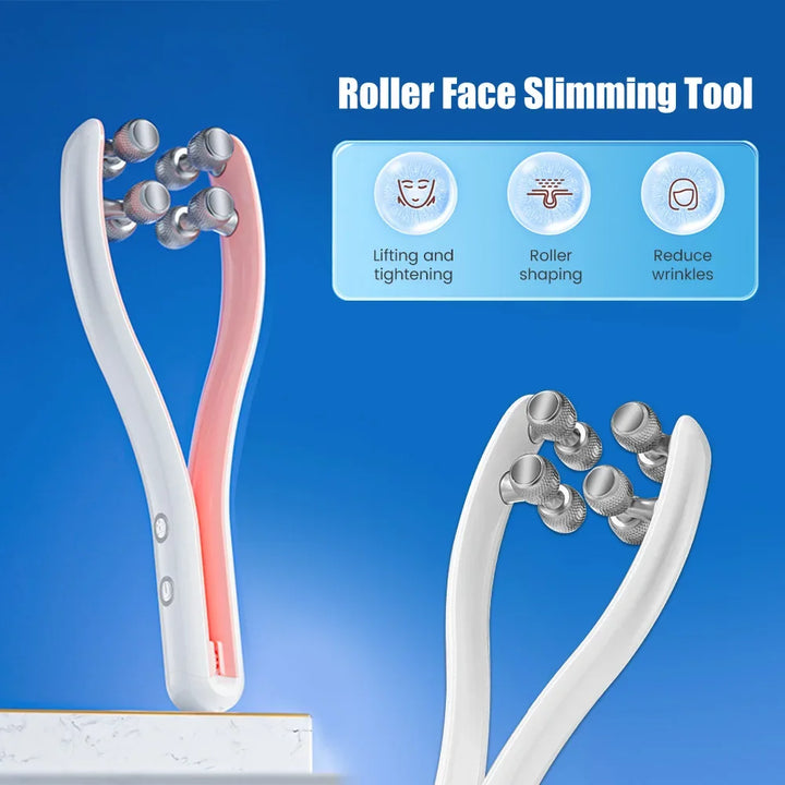 Premium Face Lifting Roller Facial Massager, 3D Y Shape Beauty Tool with EMS Microcurrent, Adjustable Speed, Skin Tightenin