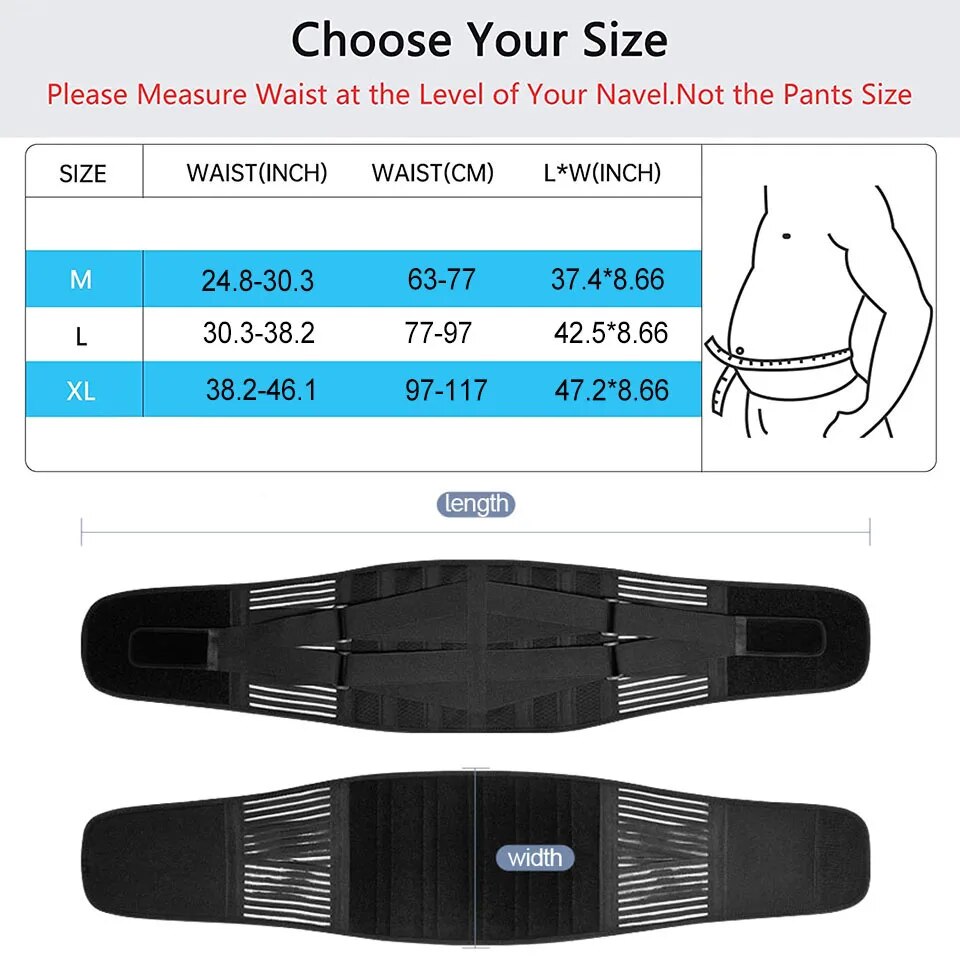 High Quality Lower Back Brace with 6 Stays – Orthopedic Lumbar Support Belt for Gym, Pain Relief, Anti-Skid Breathable Waist 