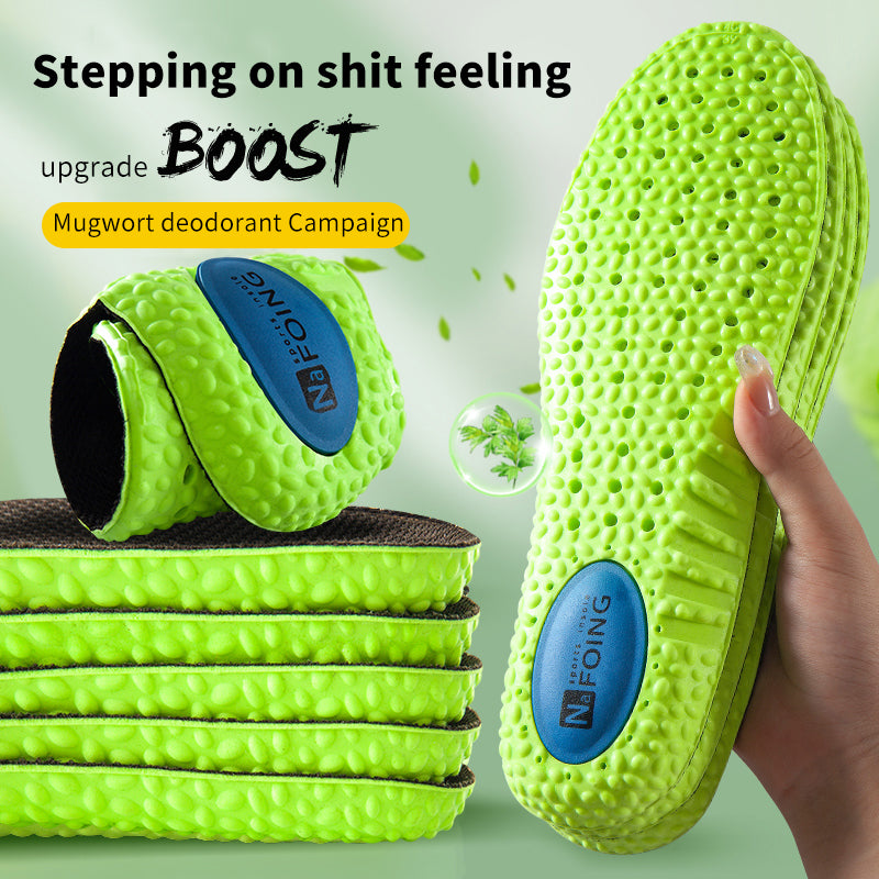 Premium Sports Insoles - Green PU Memory Foam with Breathable Shock Absorption, Arch Support for Plantar Fasciitis, Heel Pain