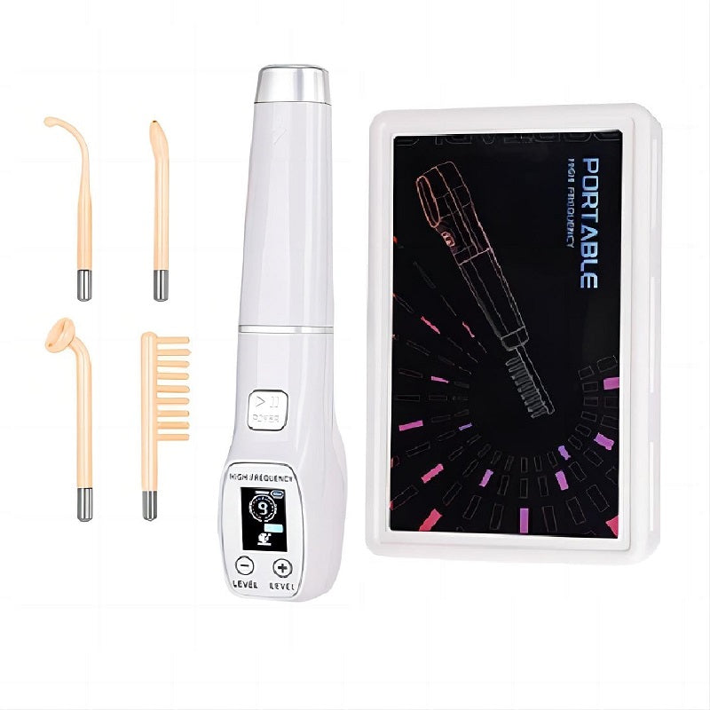 Premium High Frequency Facial Machine, Screen Display Electro Therapy Wand with Glass Tube, Anti-Acne & Wrinkle Removal, Skin