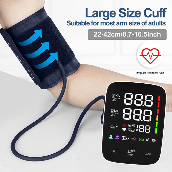 Premium Digital Upper Arm Blood Pressure Monitor – Accurate Sphygmomanometer, Full Automatic Pressurization & Decompression, 