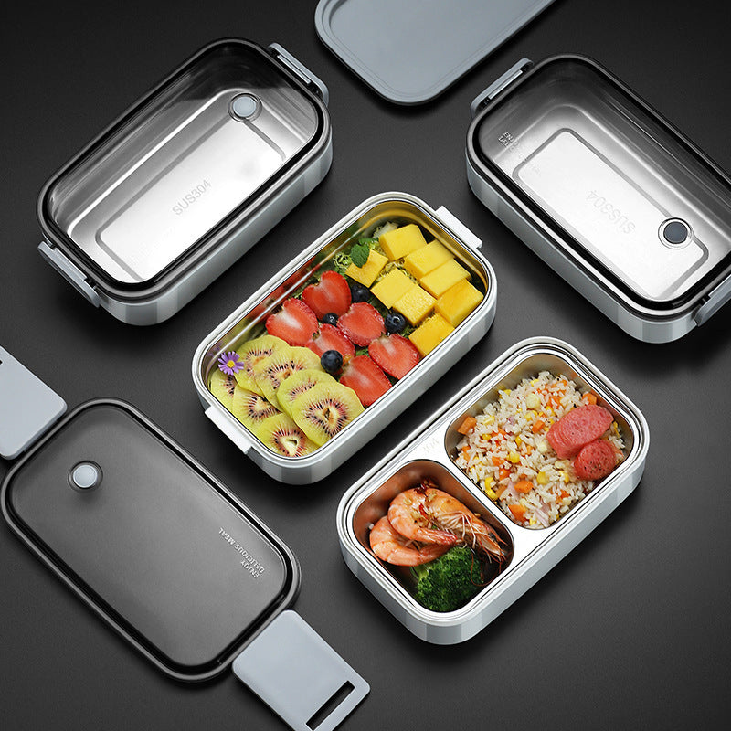 Premium 304 Stainless Steel Lunch Box – 1/2 Layer Microwavable Bento Box for Adults & Kids, Leak-Proof, Portable, Healthy 