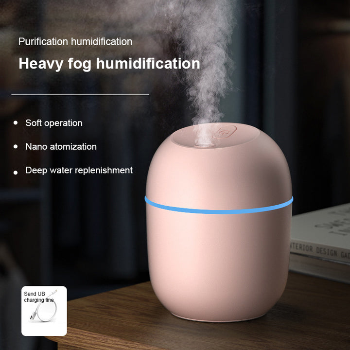 High Quality Portable Mini Ultrasonic Humidifier – USB Essential Oil Diffuser, Indoor Quiet Mist Maker, 220ml Water Tank,