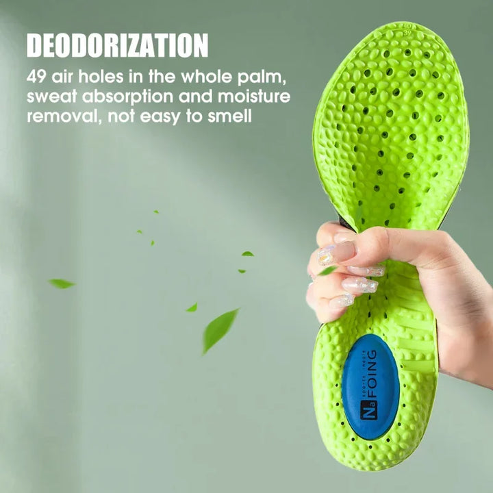 Premium Sports Insoles - Green PU Memory Foam with Breathable Shock Absorption, Arch Support for Plantar Fasciitis, Heel Pain
