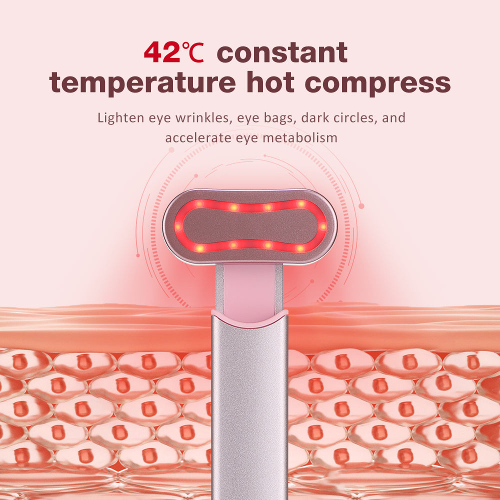 Luxury Eye Massager Device with Vibration & Heating, Rotatable Beauty Wand for Dark Circles and Eye Bags Removal, Eye Lifting