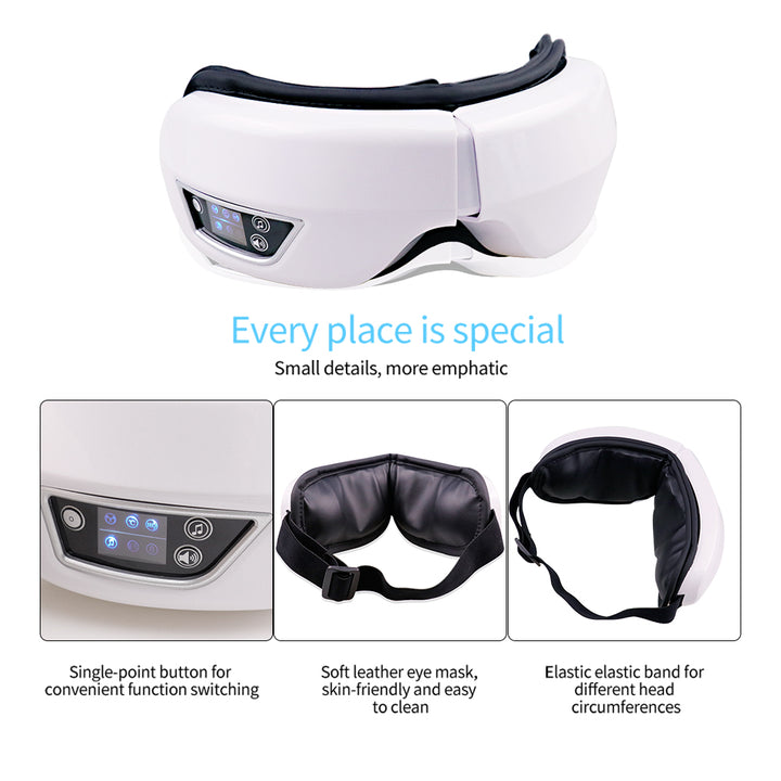 Premium Foldable Eye Massager – Vibration Airbag Pressure with Hot Compress and Bluetooth Music, Relieves Eye Fatigue