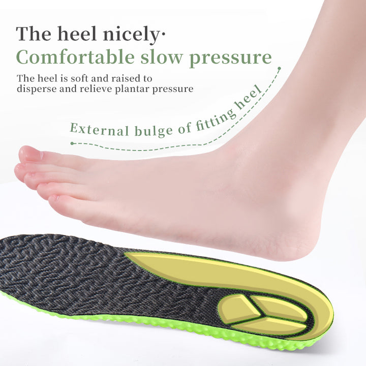 Premium Sports Insoles - Green PU Memory Foam with Breathable Shock Absorption, Arch Support for Plantar Fasciitis, Heel Pain