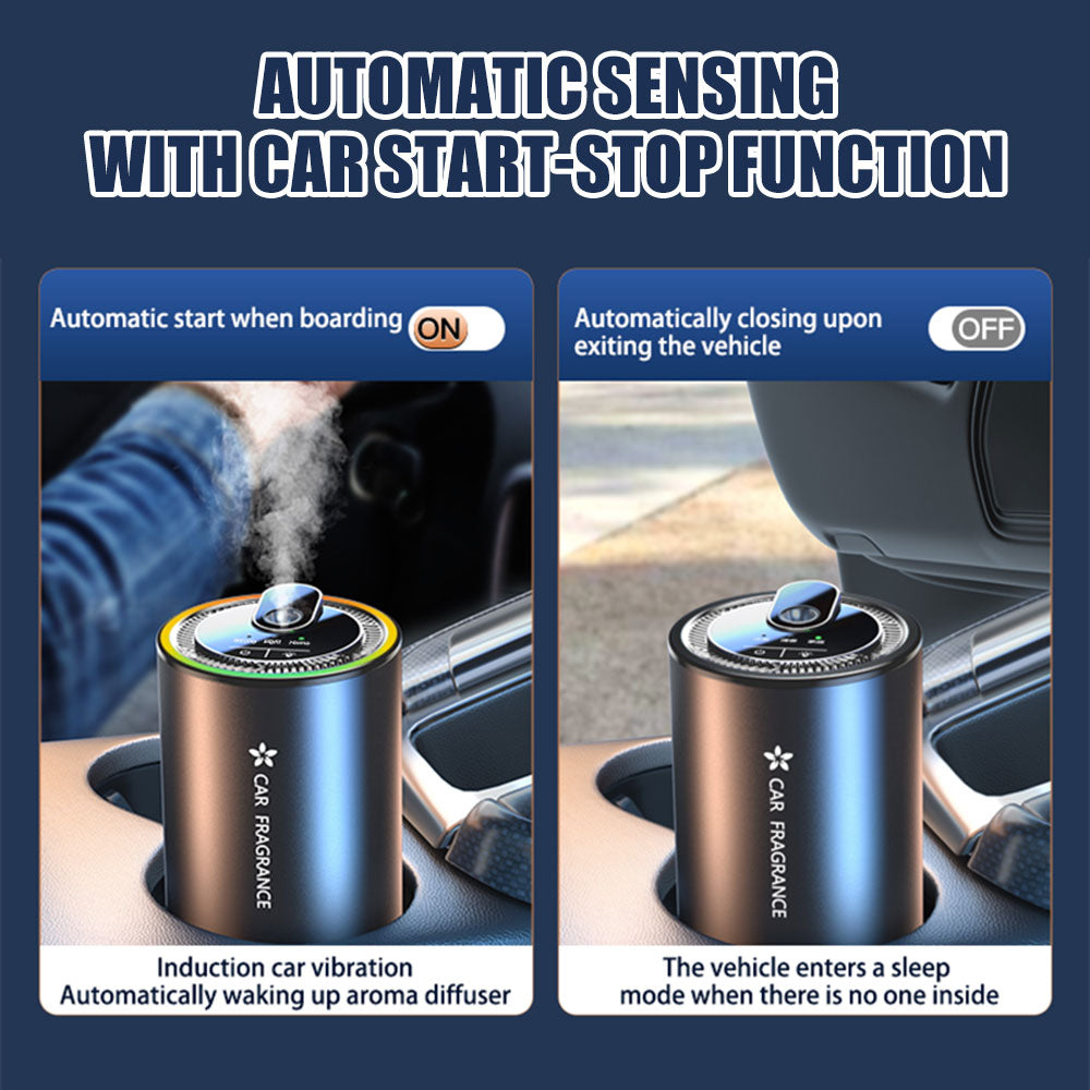 Premium 3-in-1 Car Air Freshener – Aromatherapy Essential Oil Diffuser with Adjustable Starry Sky Light, Music Rhythm Display