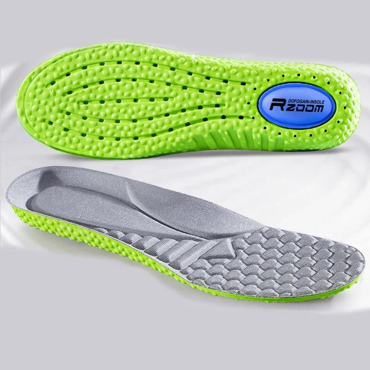 Premium Sports Insoles - Green PU Memory Foam with Breathable Shock Absorption, Arch Support for Plantar Fasciitis, Heel Pain