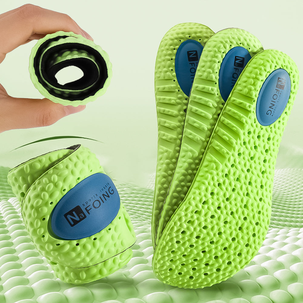 Premium Sports Insoles - Green PU Memory Foam with Breathable Shock Absorption, Arch Support for Plantar Fasciitis, Heel Pain
