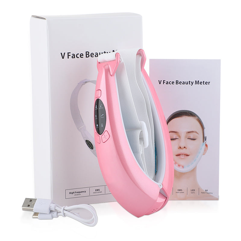 Premium V Face Massager with 5 Modes, Red Blue Light Therapy, Facial Beauty Instrument, Anti-Aging Skin Tightening Device,