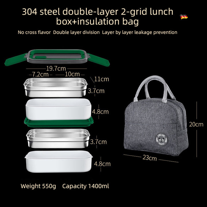 Premium 304 Stainless Steel Lunch Box – 1/2 Layer Microwavable Bento Box for Adults & Kids, Leak-Proof, Portable, Healthy 