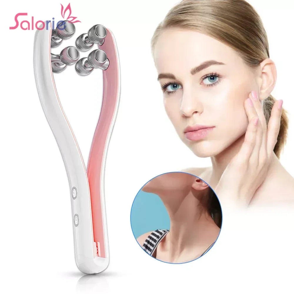 Premium Face Lifting Roller Facial Massager, 3D Y Shape Beauty Tool with EMS Microcurrent, Adjustable Speed, Skin Tightenin