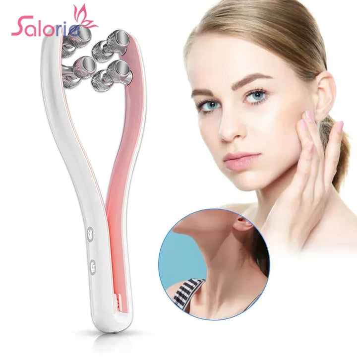 Premium Face Lifting Roller Facial Massager, 3D Y Shape Beauty Tool with EMS Microcurrent, Adjustable Speed, Skin Tightenin