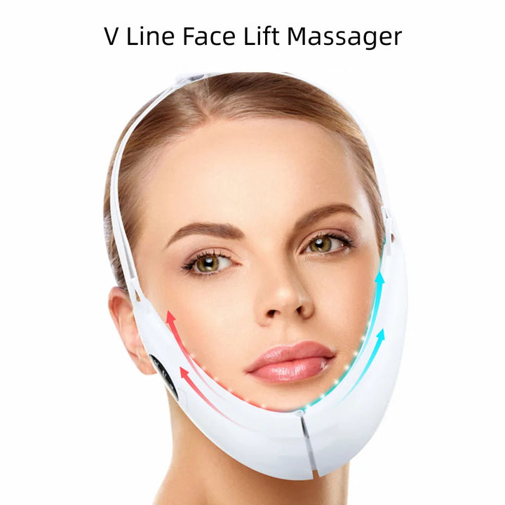 Premium V Face Massager with 5 Modes, Red Blue Light Therapy, Facial Beauty Instrument, Anti-Aging Skin Tightening Device,