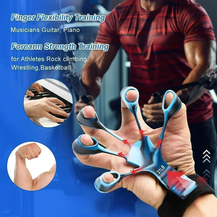 Premium Finger Strengthener & Hand Exerciser - 5 Resistance Levels for Grip, Finger, and Wrist Training - Durable Silicone