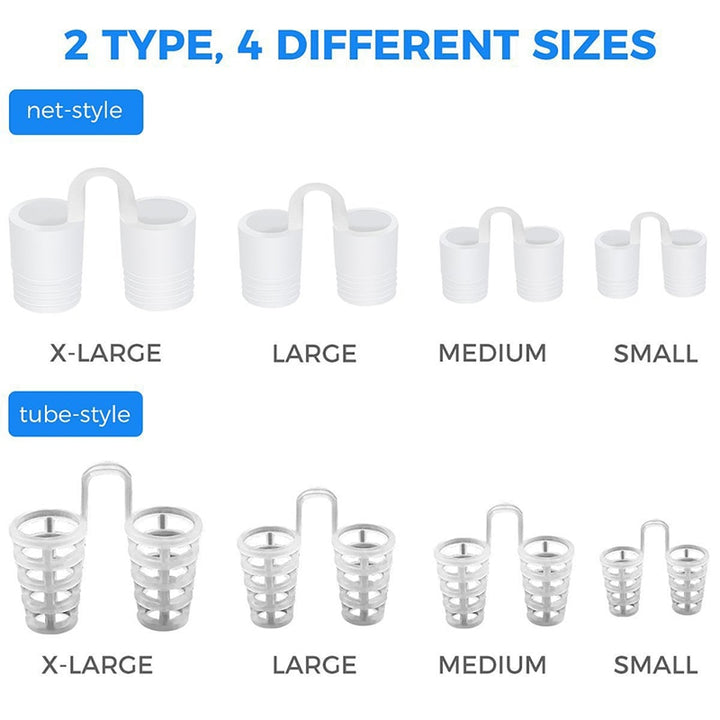 Premium Anti Snoring Silicone Nose Vents - 8pcs Nasal Dilator Set, 4 Sizes & 2 Styles (Hollow & Solid), Comfortable Snoring