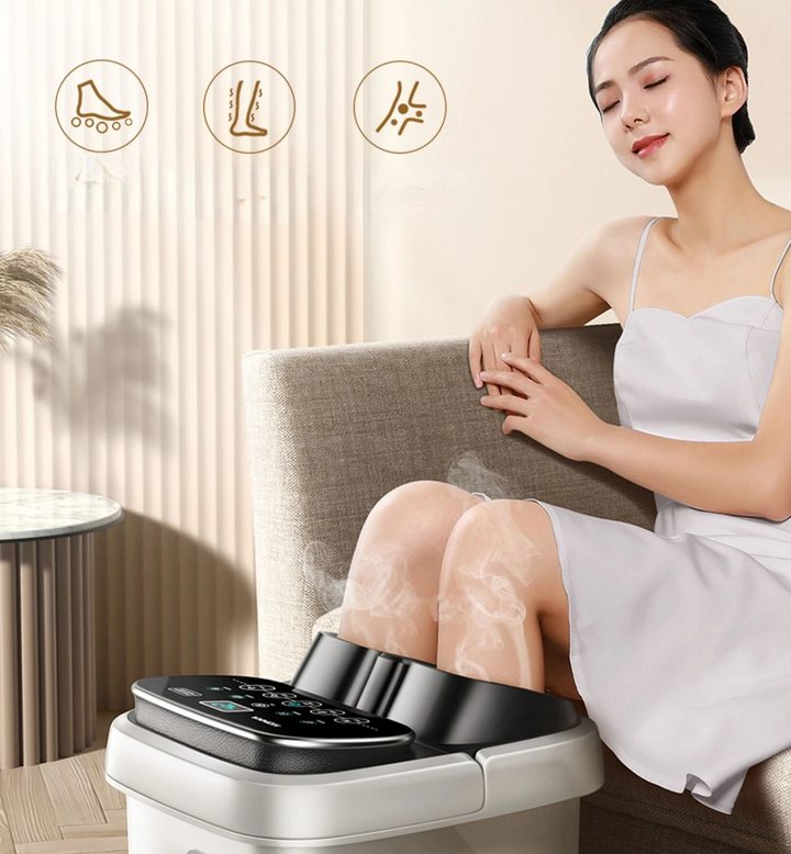 Premium Foot Spa Bath Massager with Heat, 12 Rollers, Digital Control, Pedicure Stone for Acupressure Shiatsu Massage, Foot Pain Relief, Adjustable Temperature, Home Foot Soak Therapy - StrengthXPhysiotherapy