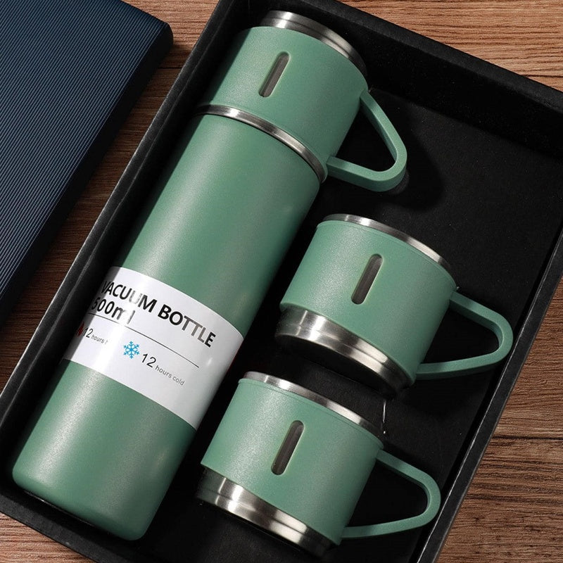 Luxury Stainless Steel Vacuum Flask 500ml - Shimmering Business Style Thermos Bottle, Insulated Hot & Cold Coffee Mug with 