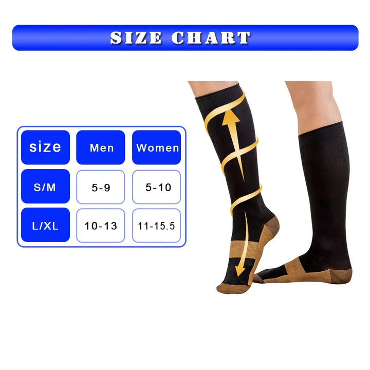 Premium Compression Knee High Socks for Men & Women – Varicose Vein & Pressure Support – Running, Sports & Health Care 
