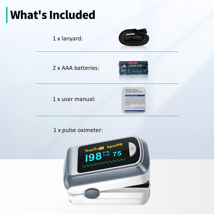 Premium Fingertip Pulse Oximeter – SPO2, Heart Rate, and Perfusion Index Monitor with OLED Display, Fast 8-Second Reading, and Auto Shut-Down, Ideal for Adults and Teens Above 12 - StrengthXPhysiotherapy