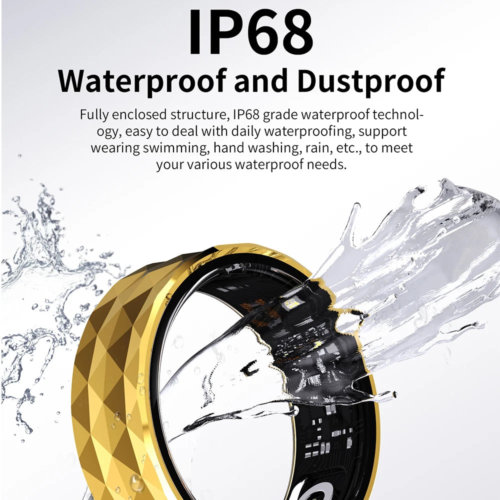 Premium Smart Ring for Health & Sleep Monitoring – 5ATM Waterproof, Heart Rate & Blood Oxygen Tracking, Multi-Sport Modes, 