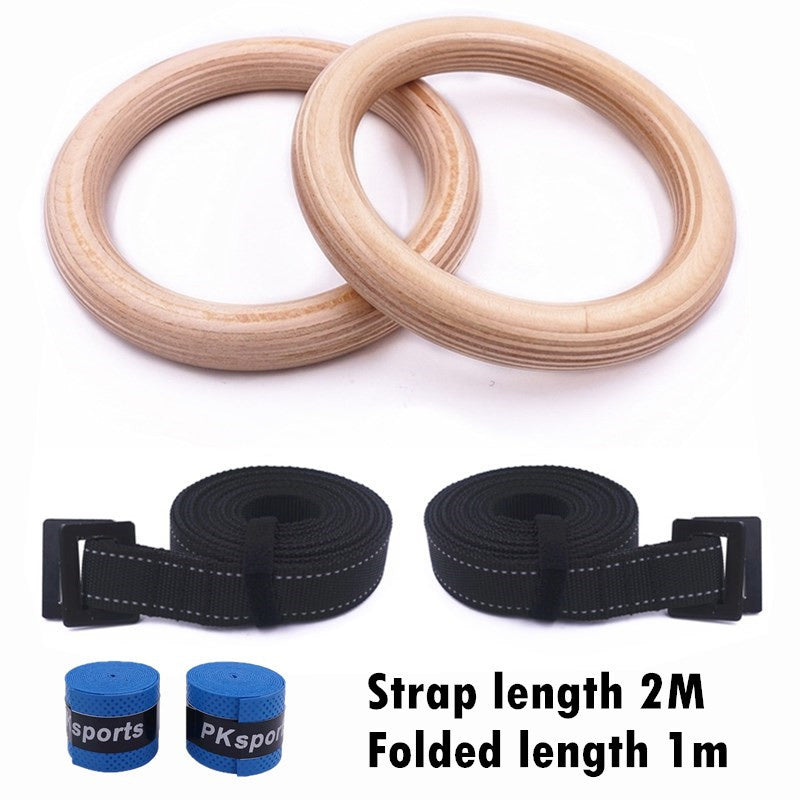 Premium Gymnastics Rings – Adjustable Wooden Rings with Nylon Straps for Kids & Adults, 400kg Load Capacity, Ideal for Home