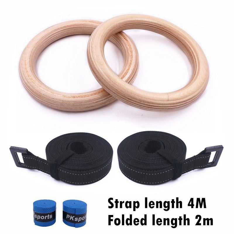 Premium Gymnastics Rings – Adjustable Wooden Rings with Nylon Straps for Kids & Adults, 400kg Load Capacity, Ideal for Home