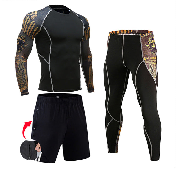 Premium Men’s Compression Sportswear Set – Gym Tights & Rashguard, Workout & Running Tracksuit, Training Clothes for Jogging