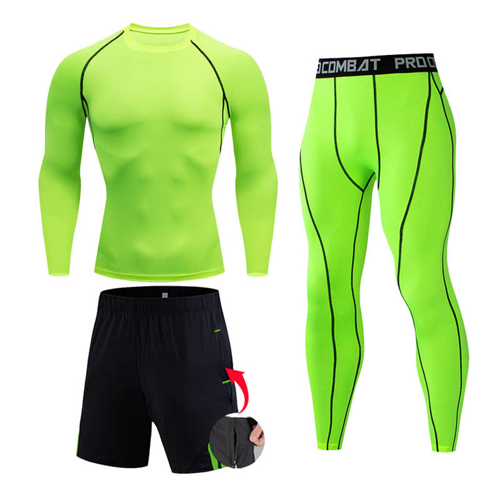 Premium Men’s Compression Sportswear Set – Gym Tights & Rashguard, Workout & Running Tracksuit, Training Clothes for Jogging
