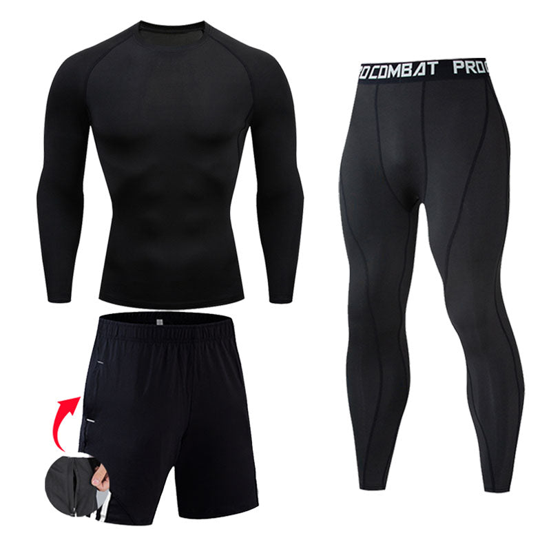 Premium Men’s Compression Sportswear Set – Gym Tights & Rashguard, Workout & Running Tracksuit, Training Clothes for Jogging