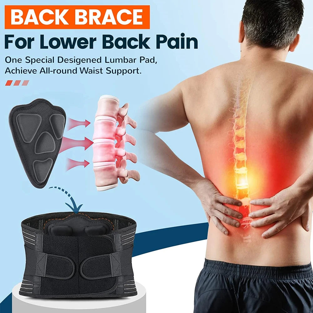 Premium Back Brace for Lower Back Pain Relief – Lumbar Support Belt for Heavy Lifting, Sciatica, Herniated Disc, Men & 