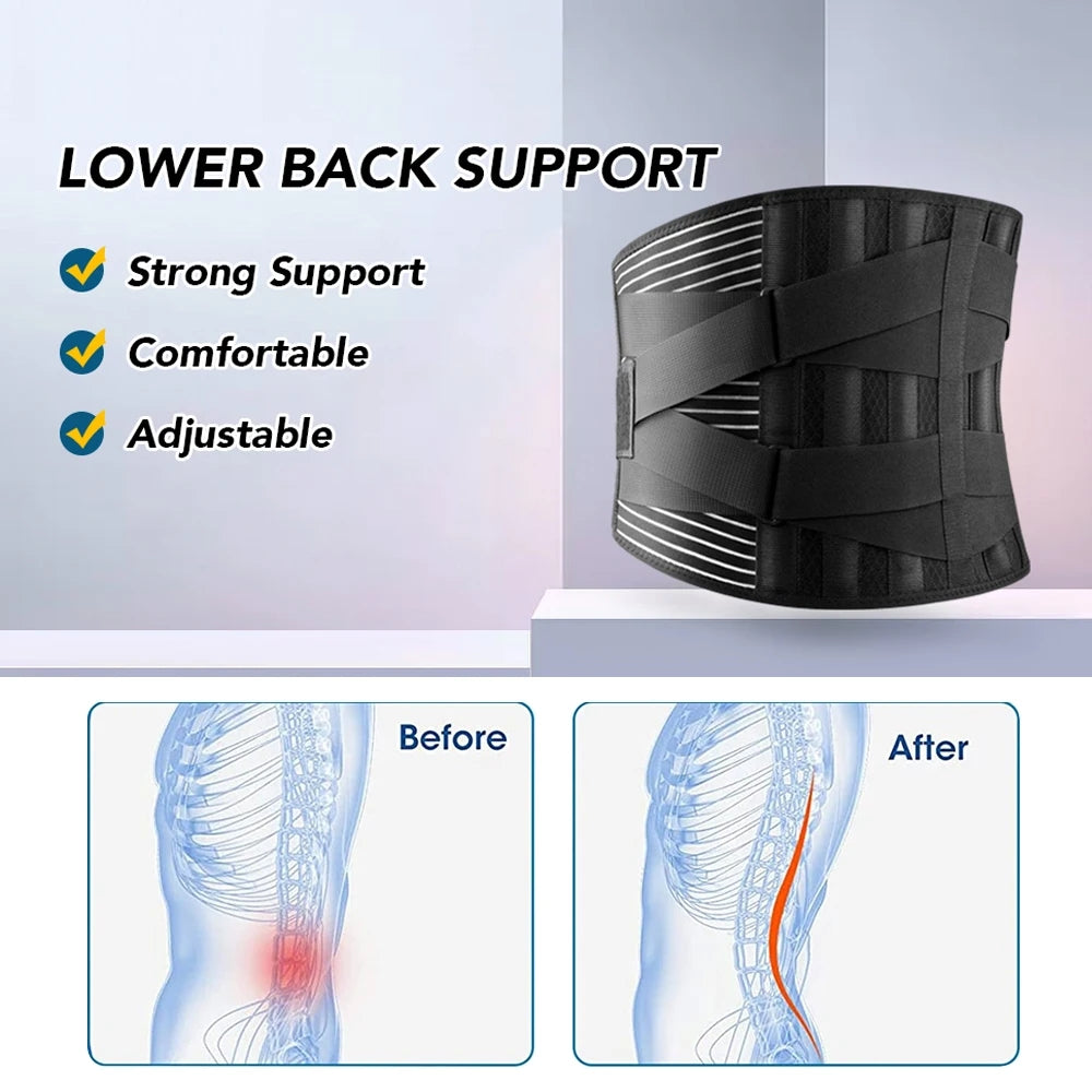 Premium Back Brace for Lower Back Pain Relief – Lumbar Support Belt for Heavy Lifting, Sciatica, Herniated Disc, Men & 