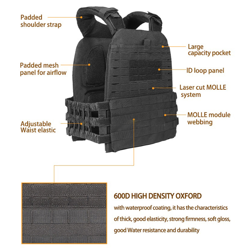 Premium Tactical Hunting Vest for Men – Camouflage Plate Carrier, 900D Outdoor Sports Fitness, Weighted Training Vest,