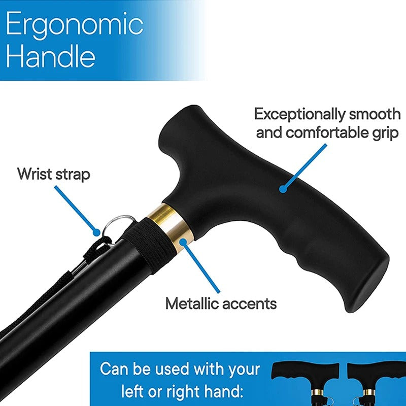 Premium Multifunctional Walking Stick – Telescopic Hiking Cane, Folding Trekking Poles for Seniors, Lightweight Aluminum 