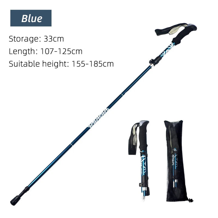 Premium Folding Trekking Pole for Hiking & Walking – Portable Carbon Steel Stick, Adjustable Length, Lightweight & Easy to 