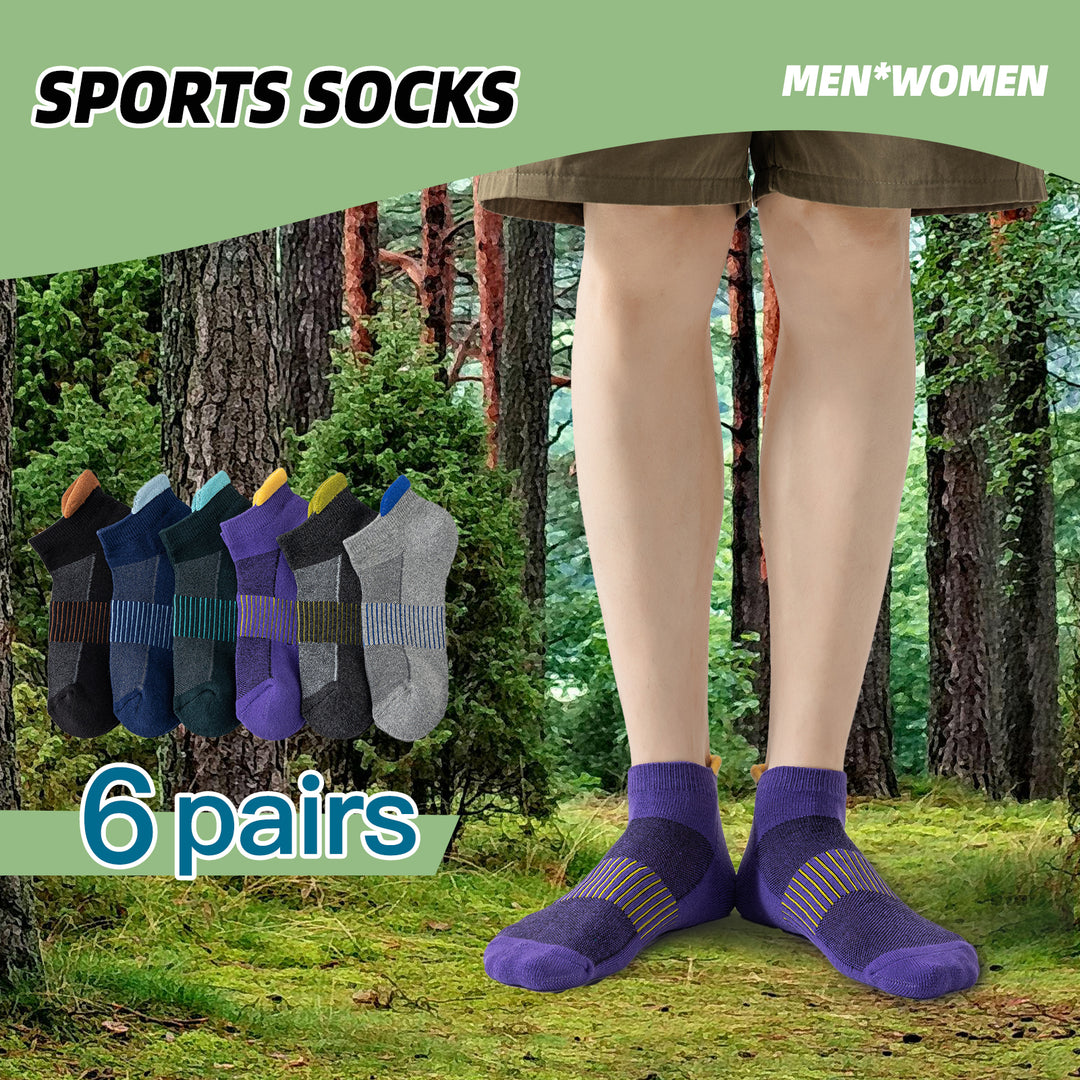 Premium Compression Socks for Men & Women – 6 Pairs Sweat Absorbing Ankle Socks for Hiking, Running, Sports – Low Cut, 