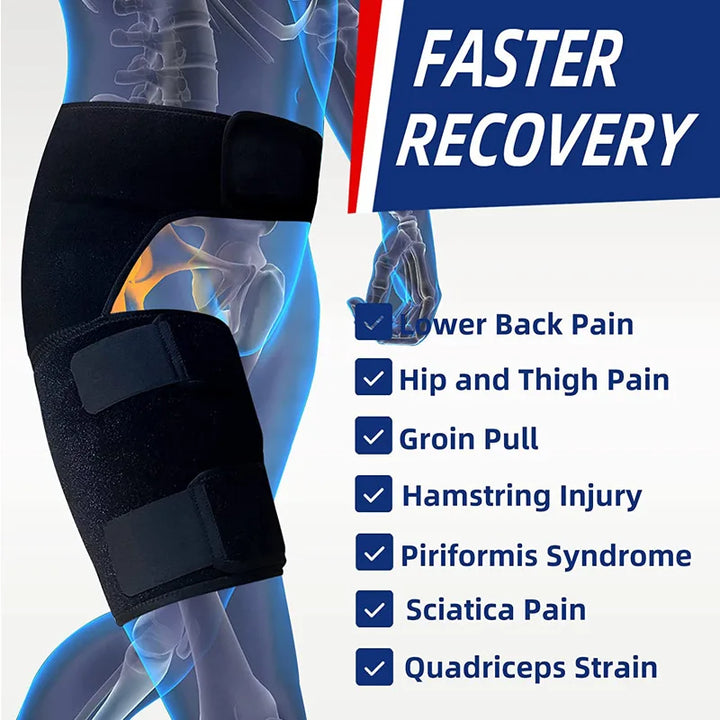 Premium Groin Hip Brace for Sciatica Pain Relief - Adjustable Compression Wrap for Injury Recovery, Supports Hamstring