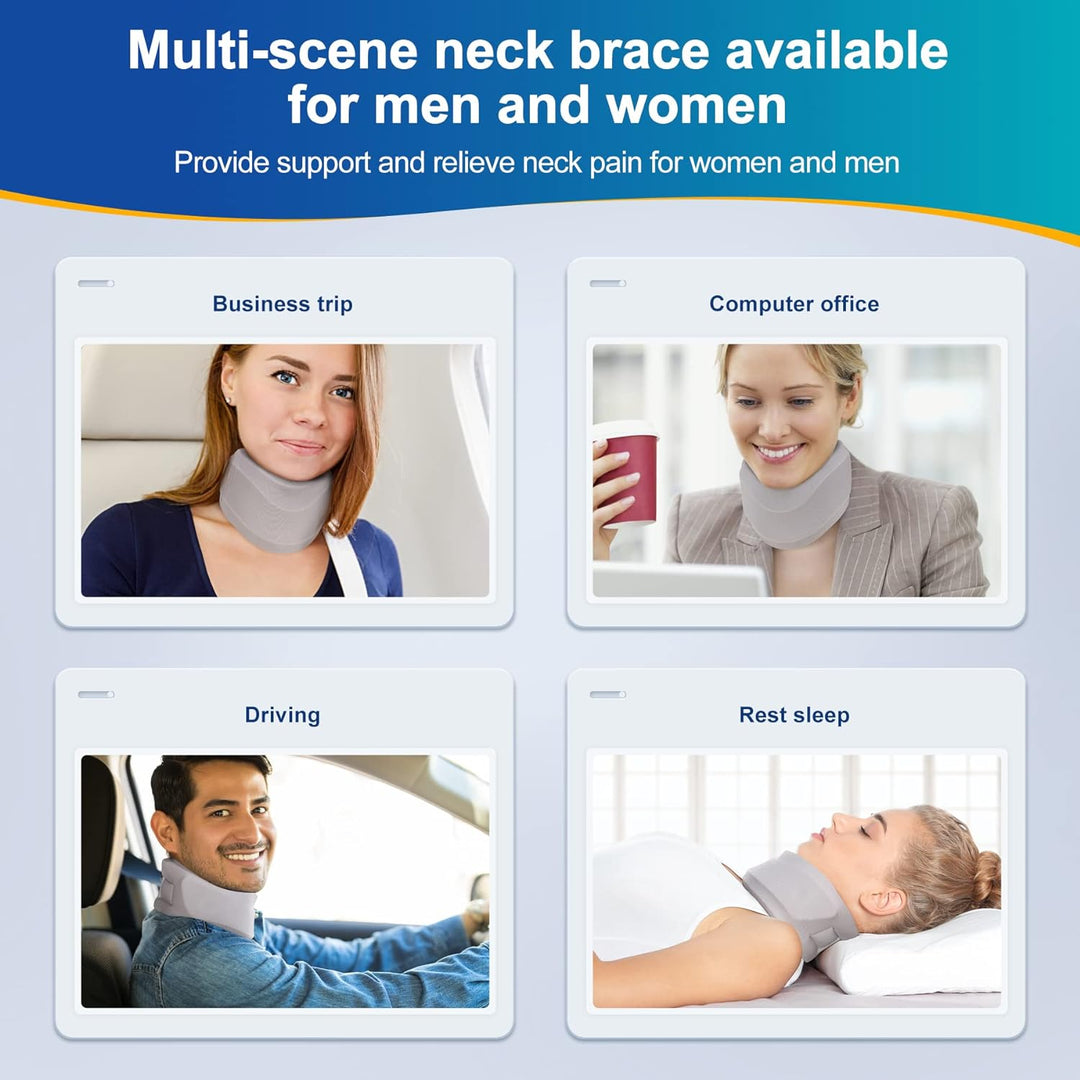Premium Adjustable Neck Brace Foam Cervical Collar for Pain Relief, Comfortable Support for Home Use and Sleeping, Various 
