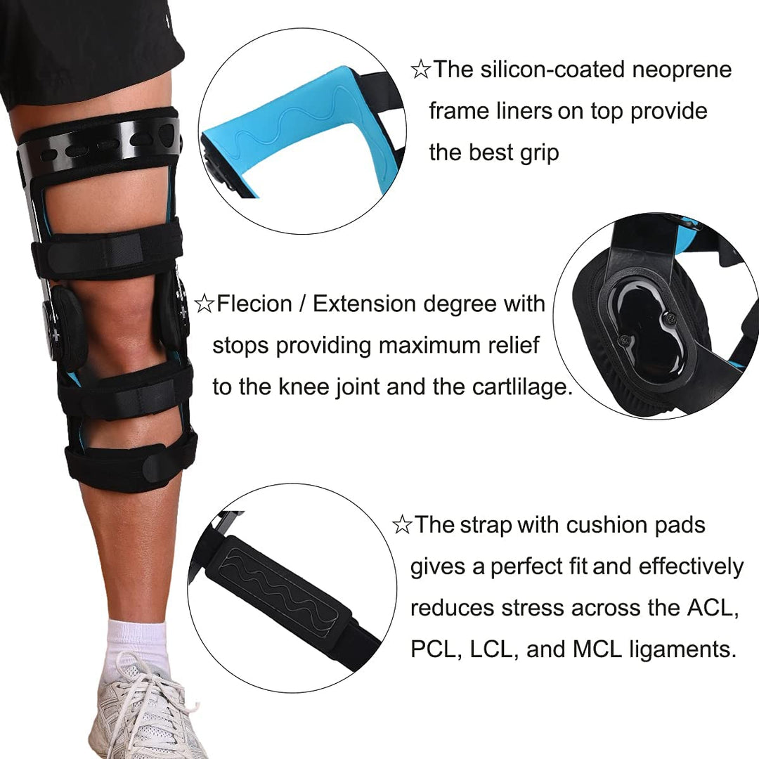 Premium Adjustable Knee Brace for ACL, Meniscus & Ligament Injuries | ROM Hinged Orthopedic Support for Men & Women | Optimal Stability & Comfort - StrengthXPhysiotherapy