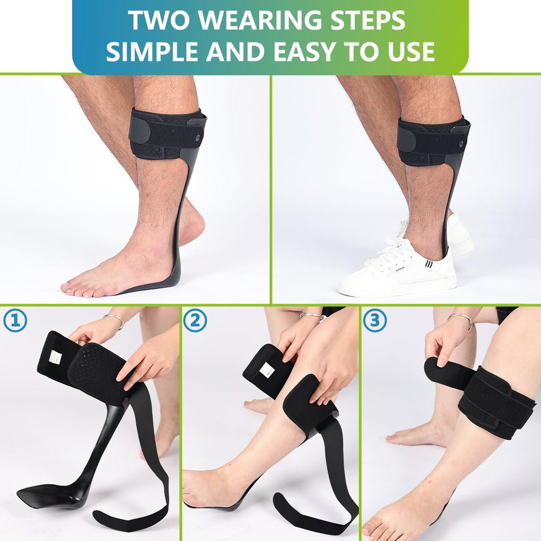Premium AFO Drop Foot Brace Orthosis - Lightweight Ankle Support Stabilizer for Men and Women, Comfort Fit for Foot Drop, 